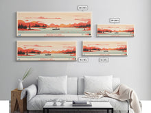 Carregar imagem no visualizador da galeria, Buffalo Lake Northwest Territories Framed Canvas Print, Pop Art Panoramic Travel Poster, Midcentury Modern, Wall Art, Scenic Nature Painting, Bedroom Decor
