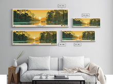 Carregar imagem no visualizador da galeria, Caddo Lake Louisiana Framed Canvas Print, Pop Art Panoramic Travel Poster, Midcentury Modern, Wall Art, Scenic Nature Painting, Bedroom Decor

