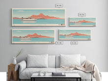Carregar imagem no visualizador da galeria, Canyon Ferry Lake Montana Framed Canvas Print, Pop Art Panoramic Travel Poster, Bedroom Decor, Midcentury Modern, Wall Art, Scenic Lake House, Nature Art

