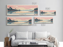 Load image into Gallery viewer, Columbus Lake Mississippi Framed Canvas Print, Midcentury Modern Panoramic Wall Art, Living Room Decor, Pop Art, Travel Poster Art, Scenic Nature Painting
