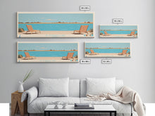 Load image into Gallery viewer, El Dorado Lake Kansas Framed Canvas Print, Panoramic Wall Art, Midcentury Modern, Pop Art, Living Room Art, Travel Poster, Vintage Lake Art
