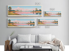 Cargar imagen en el visor de la galería, Fellows Lake Missouri Framed Canvas Print, Panoramic Wall Art, Midcentury Modern, Pop Art, Bedroom Decor, Travel Poster, Artistic Decor, Nature Painting
