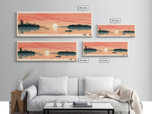 Cargar imagen en el visor de la galería, Findley Lake Ohio Framed Canvas Print, Panoramic Wall Art, Midcentury Modern, Pop Art, Bedroom Decor, Travel Poster, Nature Art, Artistic Decor
