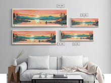 Load image into Gallery viewer, Lake Winnipesaukee, New Hampshire Panoramic Wall Art Framed Canvas Print, Midcentury Modern, Pop Art, Home Decor, Travel Poster, Living Room Art
