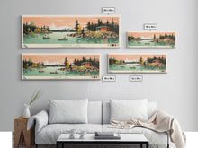 Load image into Gallery viewer, Martre Lake, Northwest Territories Panoramic Wall Art Framed Canvas Print, Midcentury Modern, Pop Art, Home Decor, Travel Poster, Living Room Art
