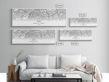 Load image into Gallery viewer, Panoramic Paris City Map, France Art, Map Print, Minimalist Wall Art, Canvas Art, Housewarming Gift, Street Map Art, Closing Gift
