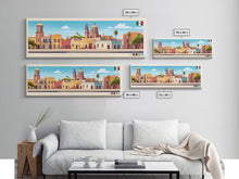 Carregar imagem no visualizador da galeria, Aguascalientes, Mexico Panoramic Travel Poster Canvas Print, Aguascalientes, Mexico Painting, Mexico Art, Aguascalientes Travel Art, Guest Room Painting
