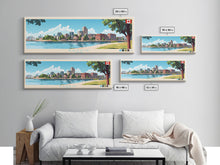 Load image into Gallery viewer, Barrie, Canada Panoramic Travel Poster Canvas Print, Barrie, Canada Painting, Canada Art, Barrie Panoramic Travel Art, Travel Painting
