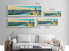 Load image into Gallery viewer, Bradford, England Panoramic Travel Poster Canvas Print, Bradford, England Painting, England Art, Bradford Travel Art, Guest Room Painting
