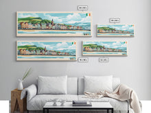 Load image into Gallery viewer, Bray, Ireland Panoramic Travel Poster Canvas Print, Bray, Ireland Painting, Ireland Art, Bray Travel Art, Guest Room Painting
