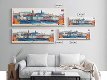 Carregar imagem no visualizador da galeria, Bristol, England Panoramic Travel Poster Canvas Print, Bristol, England Painting, England Art, Bristol Panoramic Travel Art, Travel Painting

