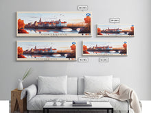 Load image into Gallery viewer, Coatbridge, Scotland Panoramic Travel Poster Canvas Print, Coatbridge, Scotland Painting, Scotland Art, Coatbridge Panoramic Travel Art, Travel Painting
