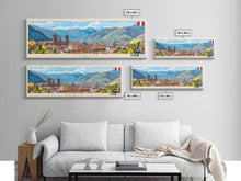 Load image into Gallery viewer, Cusco, Peru Travel Poster Panoramic Canvas Print, Cusco, Peru Painting, Peru Art, Cusco Travel Art, Guest Room Painting
