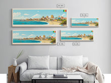 Load image into Gallery viewer, Dakar, Senegal Travel Poster Panoramic Canvas Print, Dakar, Senegal Painting, Senegal Art, Dakar Travel Art, Guest Room Painting
