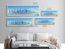 Load image into Gallery viewer, Dubai, United Arab Emirates Panoramic Travel Poster Canvas Print, Dubai, United Arab Emirates Painting, United Arab Emirates Art, Dubai Travel Art, Living Room Painting
