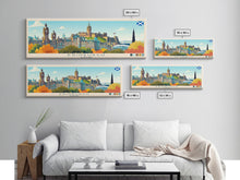 Load image into Gallery viewer, Edinburgh, Scotland Panoramic Travel Poster Canvas Print, Edinburgh, Scotland Painting, Scotland Art, Edinburgh Travel Art, Guest Room Painting
