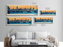 Carregar imagem no visualizador da galeria, Glasgow, Scotland Panoramic Travel Poster Canvas Print, Glasgow, Scotland Painting, Scotland Art, Glasgow Travel Art, Guest Room Painting
