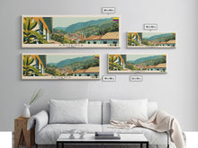 Load image into Gallery viewer, Armenia, Colombia Panoramic Canvas Print, Armenia, Colombia Painting, Colombia Art, Armenia Travel Poster, Travel Art, Vacation Gift

