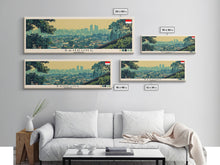 Load image into Gallery viewer, Bandung, Indonesia Panoramic Canvas Print, Bandung, Indonesia Painting, Indonesia Art, Bandung Travel Poster, Travel Art, Housewarming Gift
