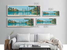 Load image into Gallery viewer, Bangkok, Thailand Panoramic Canvas Print, Bangkok, Thailand Painting, Thailand Art, Bangkok Travel Poster, Travel Art, Living Room Painting

