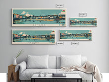 Load image into Gallery viewer, Bangor, Wales Panoramic Canvas Print, Bangor, Wales Painting, Wales Art, Bangor Travel Poster, Travel Art, Housewarming Gift
