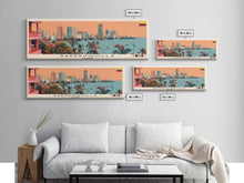 Load image into Gallery viewer, Barranquilla, Colombia Panoramic Canvas Print, Barranquilla, Colombia Painting, Colombia Art, Barranquilla Travel Poster, Travel Art, Guest Room Painting
