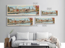 Carregar imagem no visualizador da galeria, Cambridge, England Panoramic Canvas Print, Cambridge, England Painting, England Art, Cambridge Travel Poster, Travel Art, Living Room Painting
