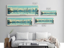 Load image into Gallery viewer, Dubai, United Arab Emirates Panoramic Canvas Print, Dubai, United Arab Emirates Painting, United Arab Emirates Art, Dubai Travel Poster, Travel Art, Housewarming Gift
