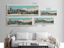 Load image into Gallery viewer, Edinburgh, Scotland Panoramic Canvas Print, Edinburgh, Scotland Painting, Scotland Art, Edinburgh Travel Poster, Travel Art, Vacation Gift
