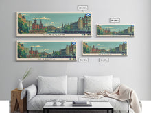 Load image into Gallery viewer, Glasgow, Scotland Panoramic Canvas Print, Glasgow, Scotland Painting, Scotland Art, Glasgow Travel Poster, Travel Art, Living Room Painting
