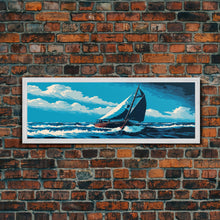 Cargar imagen en el visor de la galería, Come Sail Away - Panoramic Sail Boat Art - Framed Canvas Print - Oil Painting Reprint - Framed Art - Sailing On The Ocean Blue
