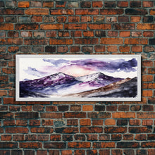 Load image into Gallery viewer, Framed Canvas Print of Majestic Mountain Landscape | Vibrant Hues | Watercolor Painting | Ready-to-Hang | Home Decor
