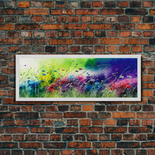 Load image into Gallery viewer, Framed Canvas Print of Colorful Wild Flower Field - Gallery-Wrapped Artwork - Ready to Hang - High Quality Artwork - Panoramic Art
