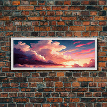Carregar imagem no visualizador da galeria, Beautiful Panoramic Framed Canvas Print of Red and Pink Clouds and Sunset, Framed Wall Art, Wall Decor, Living Room Art
