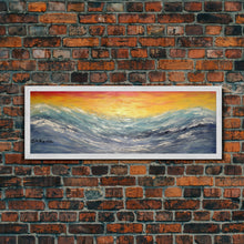 Carregar imagem no visualizador da galeria, Abstract Sea Wall Art, Vibrant Abstract, Framed Art, Sunset, Ocean, Abstract Nature, Textured Abstract, Panoramic, Wall Art, Canvas Print
