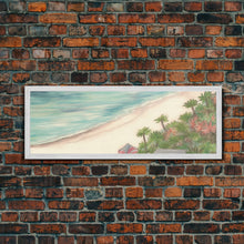 Carregar imagem no visualizador da galeria, Beach Scene Art Canvas Print, Seashore, Seascape, Canvas Beach Wall Art, Tropical Beach, Waves Wall Art, Panoramic, Wall Art, Canvas Print
