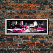 Carregar imagem no visualizador da galeria, Abstract City Art Print, Abstract Framed Canvas Print, Skyscrapers, Urban Art Wall Decor, Wall Decor, Panoramic, Wall Art, Canvas Print
