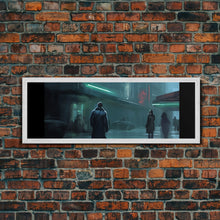 Cargar imagen en el visor de la galería, City Canvas Art Print, City Art, Dark Night Street Art, Urban Art, Neon Lights In City, Large Urban Art, Panoramic, Wall Art, Canvas Print
