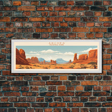 Carregar imagem no visualizador da galeria, Arches National Park, Panoramic Utah Travel Art, National Park Print, Minimalist Travel Art, Midcentury Modern Style Landscape
