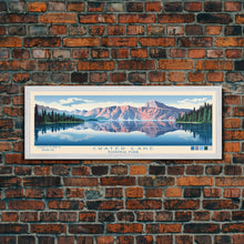 Load image into Gallery viewer, Crater Lake National Park, Panoramic Oregon Travel Art, National Park Print, Minimalist Travel Art, Midcentury Modern Style Landscape
