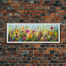 Carregar imagem no visualizador da galeria, Framed Canvas Print of Original painting, Large wall art, Boho wall décor, Flower painting, Home decor, Modern art, Bedroom decor, Panoramic
