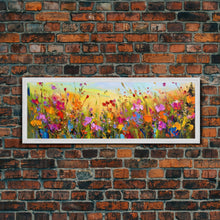 Carregar imagem no visualizador da galeria, Framed Canvas Print of Original painting, Large wall art, Boho wall décor, Flower painting, Home decor, Modern art, Bedroom decor, Panoramic
