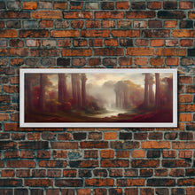 Load image into Gallery viewer, Hazy Forest Fantasy Art, Ready To Hang Canvas Print, Panoramic Art, Fog Covered Forest High Fantasy RPG Concept Art
