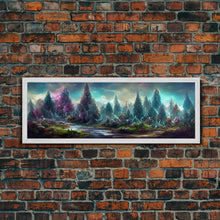 Load image into Gallery viewer, High Fantasy Forest Wall Art, Ready To Hang Canvas Print, Panoramic Art, Fantasy RPG Concept Art
