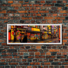 Carregar imagem no visualizador da galeria, Black Cat Art Print, Framed Wall Art, Punk Cart Art, This Cat Is From The Streets, Colorful Cat  Lover Art
