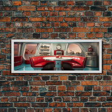 Carregar imagem no visualizador da galeria, Atomic Age Scifi Style 1950s Diner Booth Wall Art, Framed Canvas Print, MCM, Midcentury Modern Wall Art, Diner Decor
