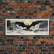 Load image into Gallery viewer, Panoramic Of a Dragon, Framed Canvas Print, Fantasy Decor, Fantasy Dragon Painting
