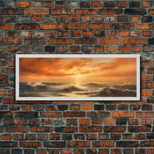Load image into Gallery viewer, Framed Wall Art Print Set Sunset Horizon on Beach Shore Nature Ocean Oil Painting Nautical Scenic Colorful Multicolor Ultra
