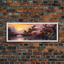 Load image into Gallery viewer, Dawn In Kyoto, Japan - Framed Canvas Print - Panoramic Painting Wall Art - Cute Wall Decor - Japanese Style Art
