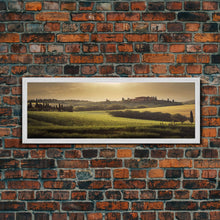 Load image into Gallery viewer, Italian Countryside at Sunset, Extra Large Wall Art, Framed Panoramic Canvas Print, Framed Wall Decor
